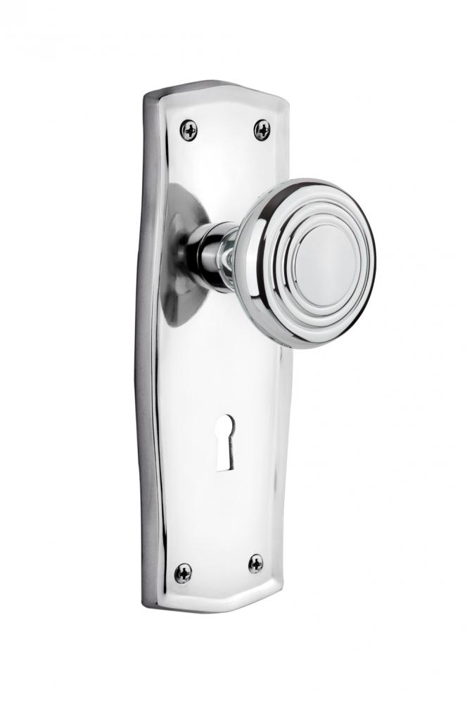Nostalgic Warehouse Prairie Plate Interior Mortise Deco Door Knob in Bright Chrome