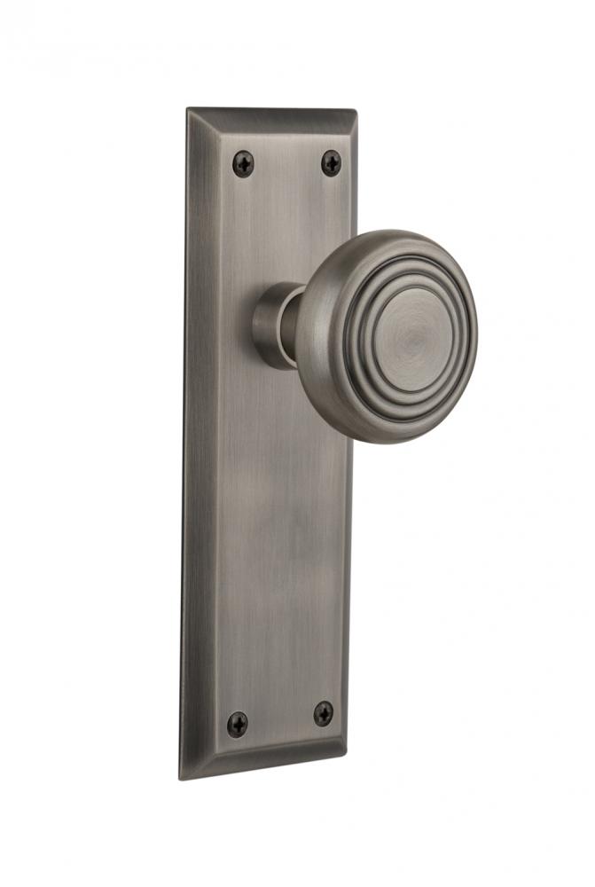 Nostalgic Warehouse New York Plate Passage Deco Door Knob in Antique Pewter