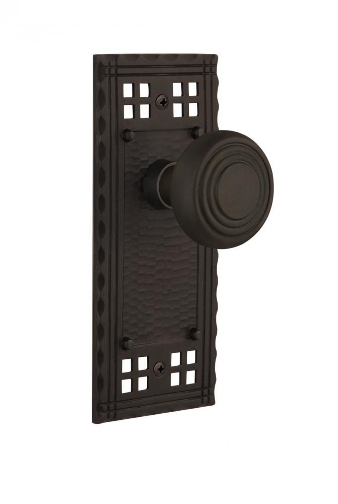 Nostalgic Warehouse Craftsman Plate Passage Deco Door Knob in Oil-Rubbed Bronze