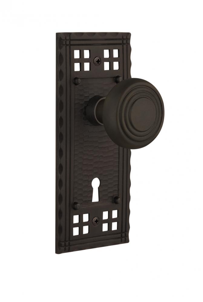 Nostalgic Warehouse Craftsman Plate with Keyhole Passage Deco Door Knob in Oil-Rubbed Bronze