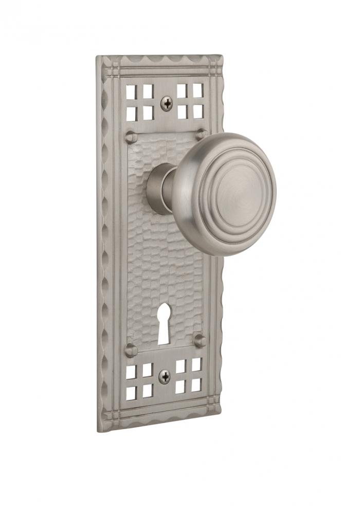 Nostalgic Warehouse Craftsman Plate with Keyhole Passage Deco Door Knob in Satin Nickel