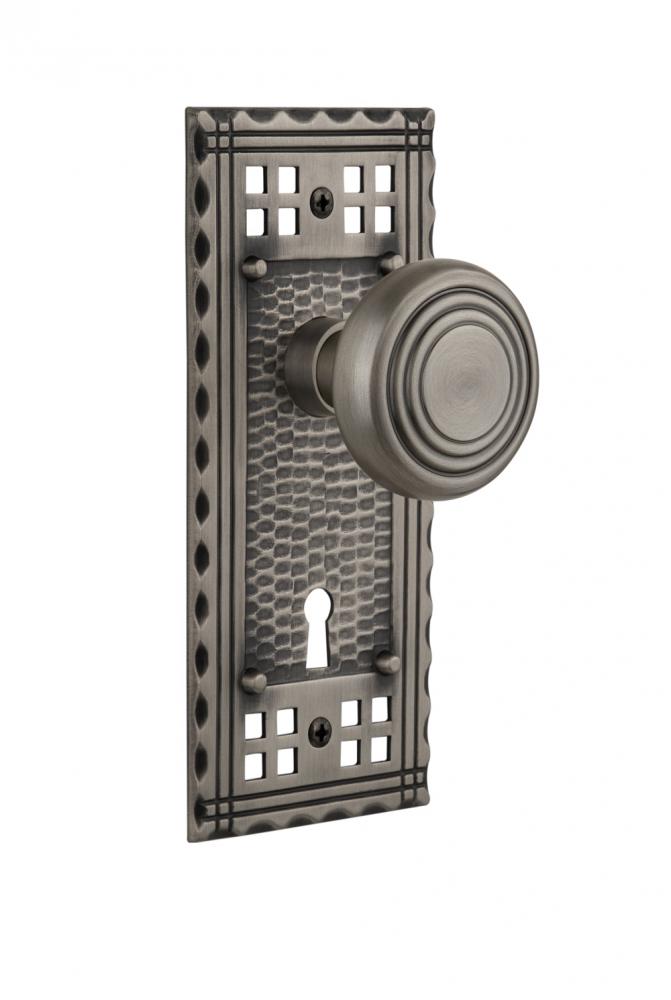 Nostalgic Warehouse Craftsman Plate with Keyhole Double Dummy Deco Door Knob in Antique Pewter