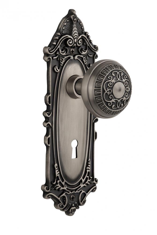 Nostalgic Warehouse Victorian Plate with Keyhole Single Dummy Egg & Dart Door Knob in Antique