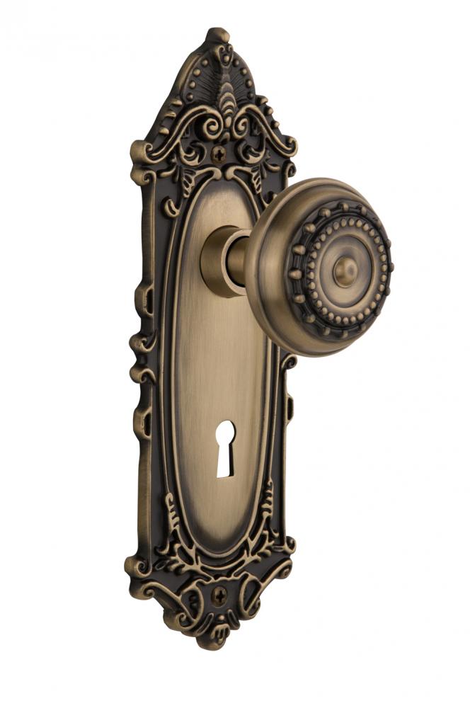 Nostalgic Warehouse Victorian Plate with Keyhole Single Dummy Meadows Door Knob in Antique Brass