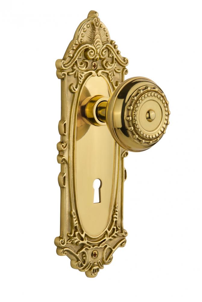 Nostalgic Warehouse Victorian Plate with Keyhole Single Dummy Meadows Door Knob in Polished Brass