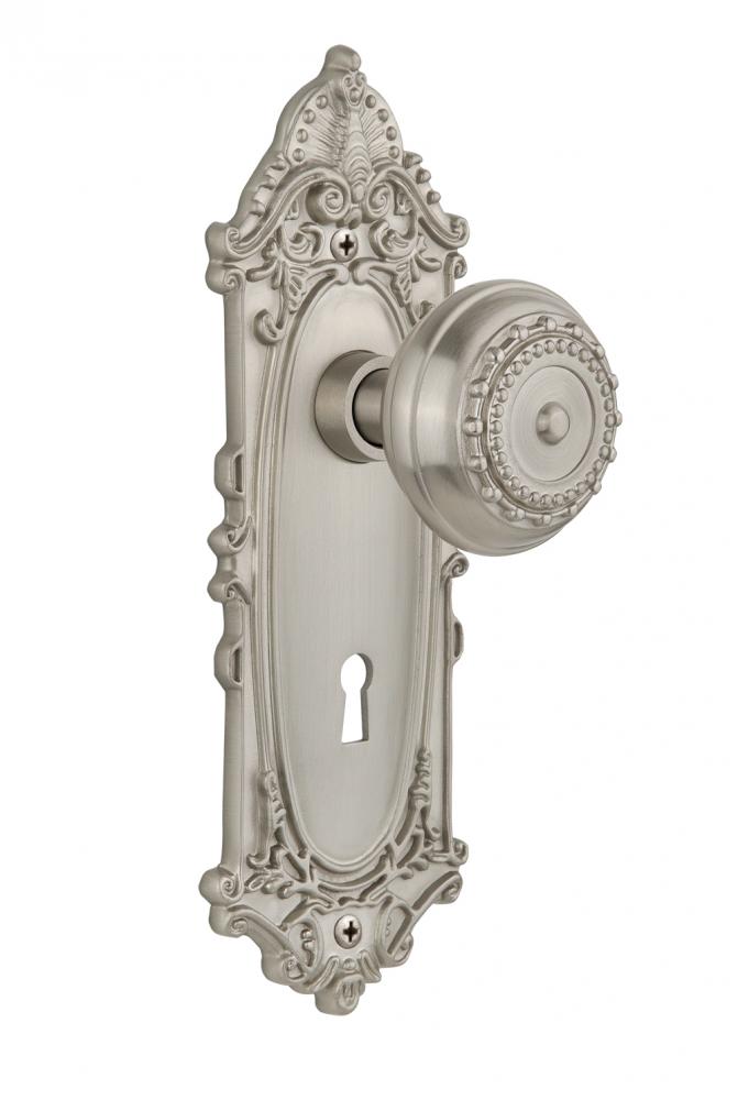 Nostalgic Warehouse Victorian Plate with Keyhole Single Dummy Meadows Door Knob in Satin Nickel