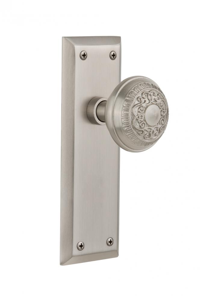 Nostalgic Warehouse New York Plate Double Dummy Egg & Dart Door Knob in Satin Nickel