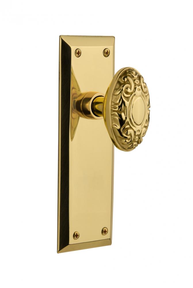 Nostalgic Warehouse New York Plate Double Dummy Victorian Door Knob in Polished Brass