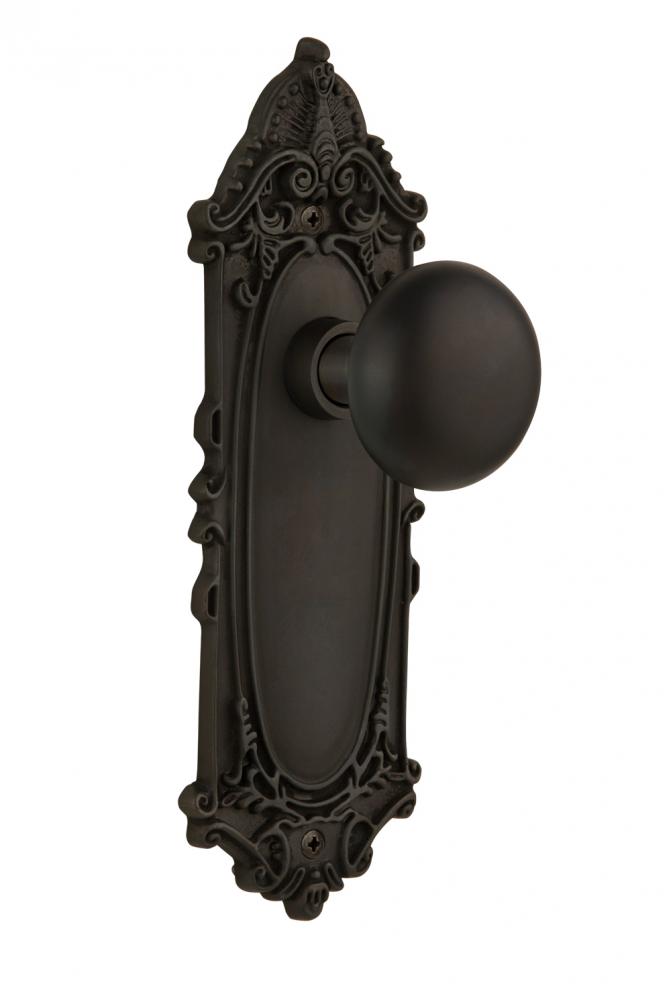 Nostalgic Warehouse Victorian Plate Double Dummy New York Door Knob in Oil-Rubbed Bronze