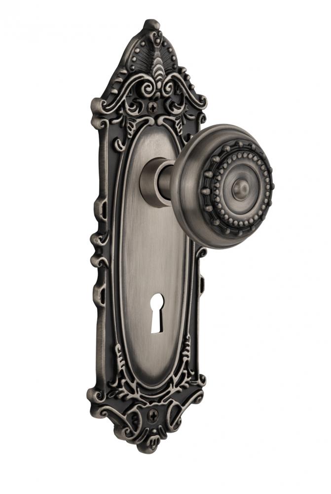 Nostalgic Warehouse Victorian Plate with Keyhole Double Dummy Meadows Door Knob in Antique Pewter
