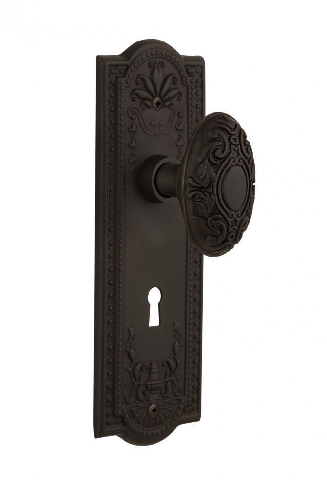Nostalgic Warehouse Meadows Plate Interior Mortise Victorian Door Knob in Oil-Rubbed Bronze