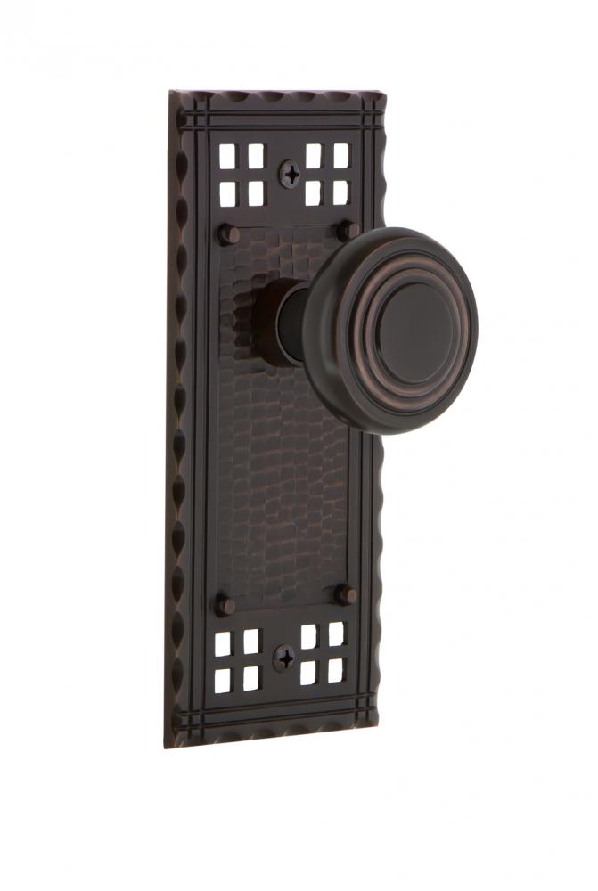 Nostalgic Warehouse Craftsman Plate Passage Deco Door Knob in Timeless Bronze