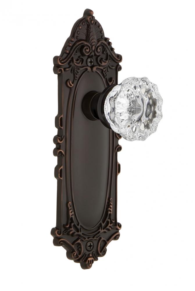 Nostalgic Warehouse Victorian Plate Passage Crystal Glass Door Knob in Timeless Bronze