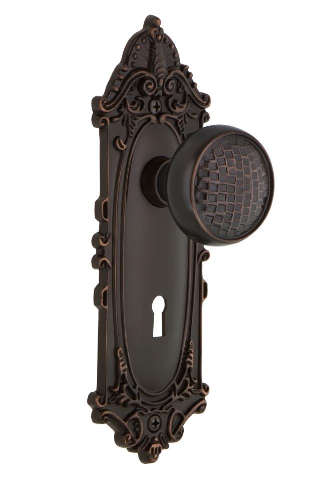 Nostalgic Warehouse Victorian Plate with Keyhole Passage Craftsman Door Knob in Timeless Bronze