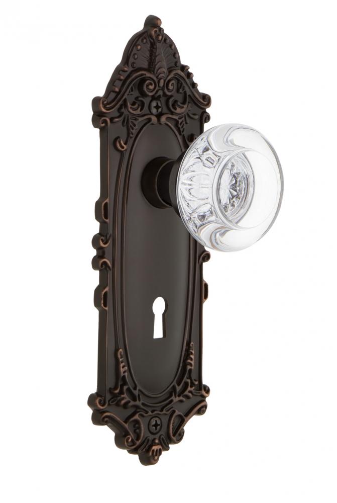 Nostalgic Warehouse Victorian Plate with Keyhole Passage Round Clear Crystal Glass Door Knob in Ti