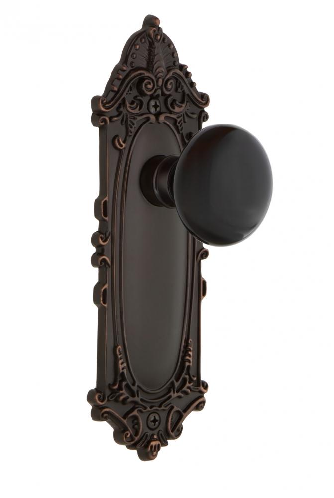 Nostalgic Warehouse Victorian Plate Double Dummy Black Porcelain Door Knob in Timeless Bronze