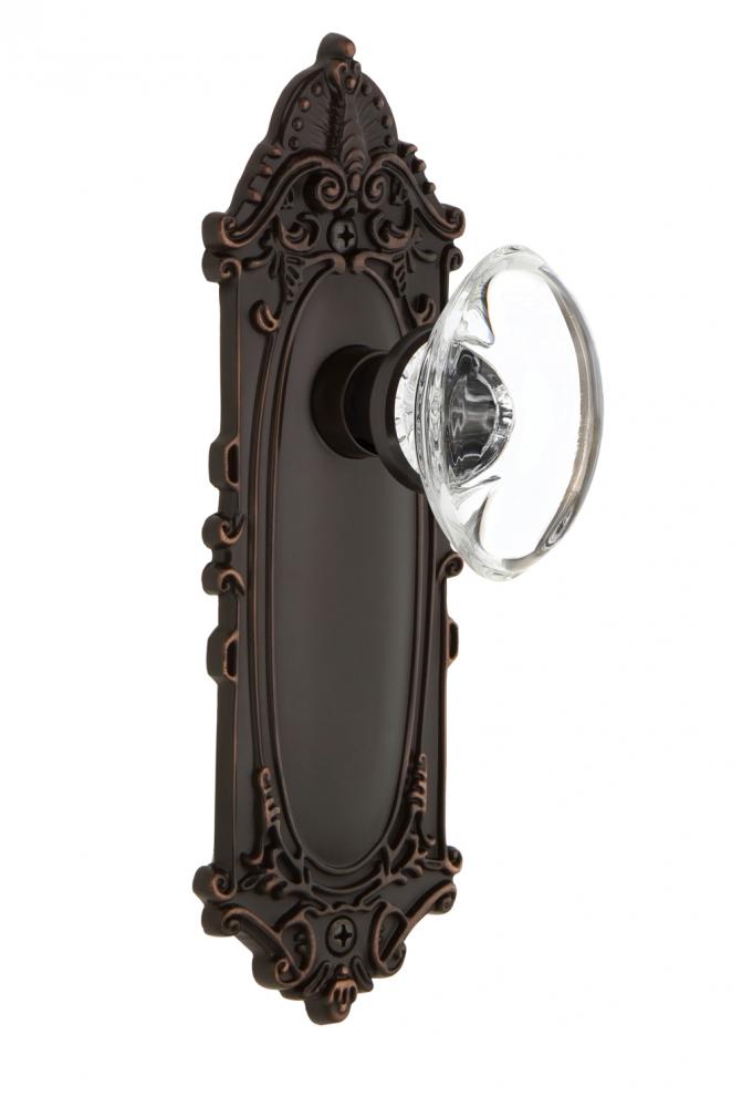 Nostalgic Warehouse Victorian Plate Double Dummy Oval Clear Crystal Glass Door Knob in Timeless Br