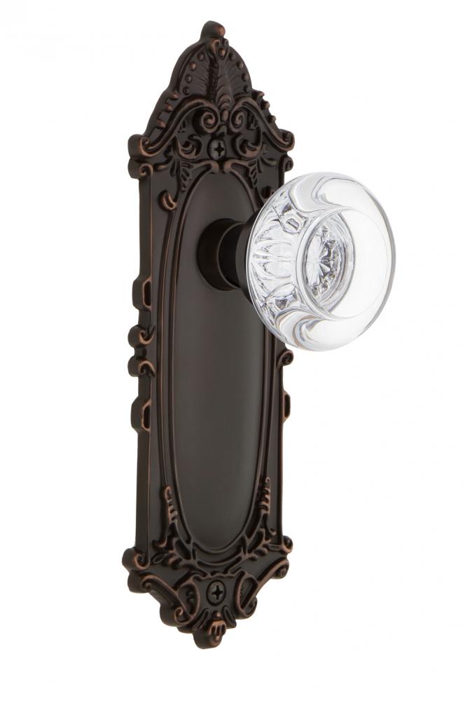 Nostalgic Warehouse Victorian Plate Privacy Round Clear Crystal Glass Door Knob in Timeless Bronze