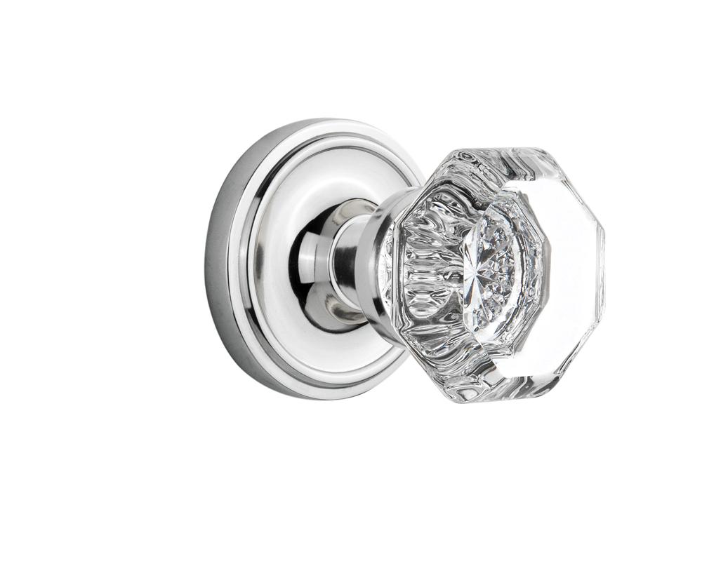 Nostalgic Warehouse Classic Rosette Passage Waldorf Door Knob in Bright Chrome