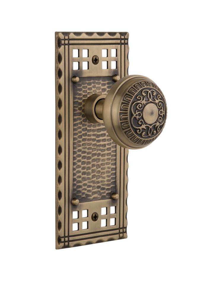 Nostalgic Warehouse Craftsman Plate Passage Egg & Dart Door Knob in Antique Brass