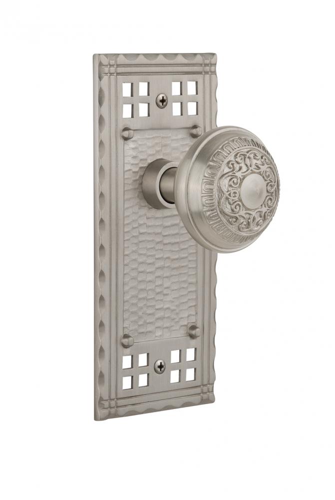Nostalgic Warehouse Craftsman Plate Passage Egg & Dart Door Knob in Satin Nickel