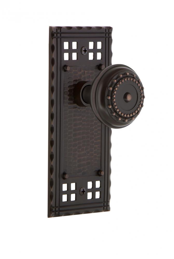 Nostalgic Warehouse Craftsman Plate Passage Meadows Door Knob in Timeless Bronze