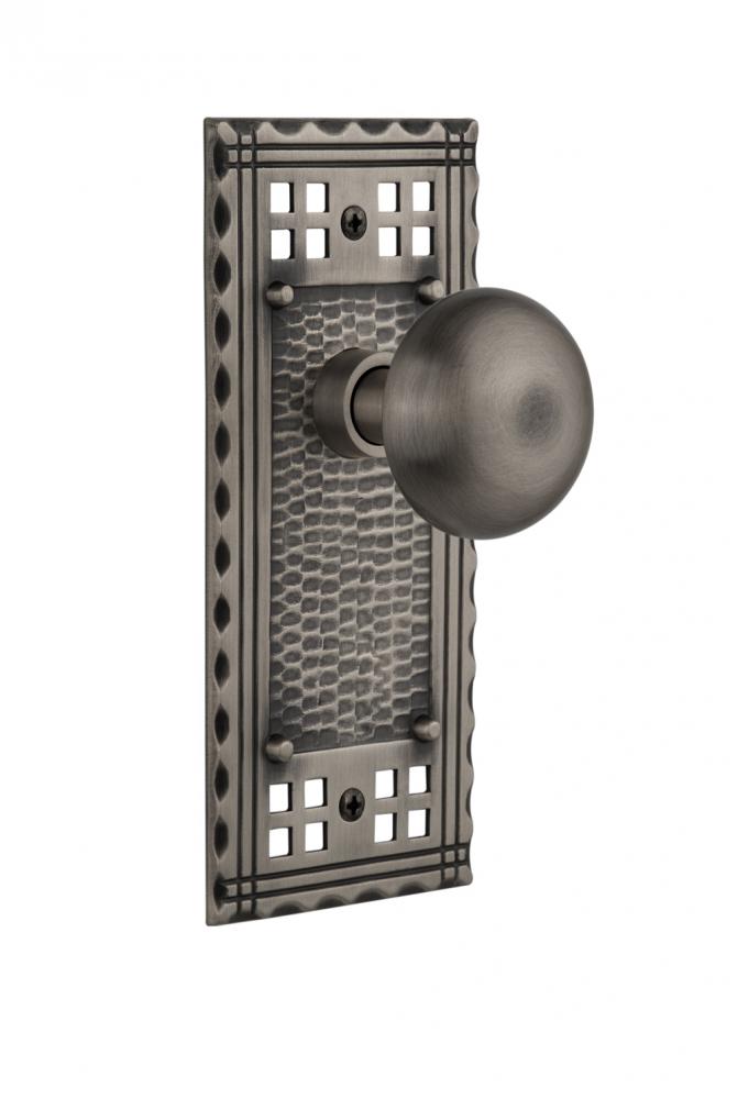 Nostalgic Warehouse Craftsman Plate Passage New York Door Knob in Antique Pewter