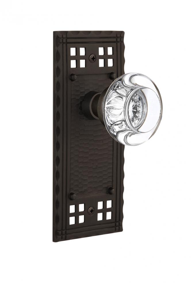 Nostalgic Warehouse Craftsman Plate Passage Round Clear Crystal Glass Door Knob in Oil-Rubbed Bron