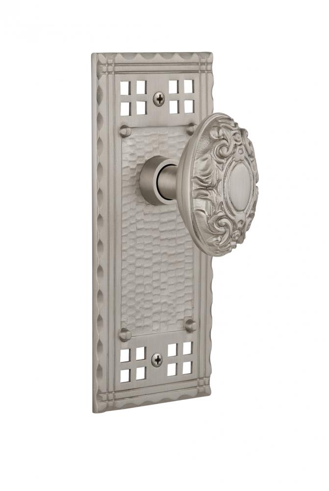 Nostalgic Warehouse Craftsman Plate Passage Victorian Door Knob in Satin Nickel