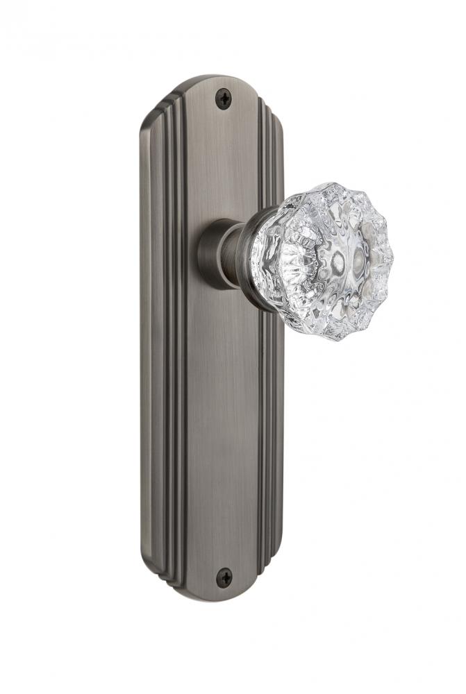 Nostalgic Warehouse Deco Plate Passage Crystal Glass Door Knob in Antique Pewter