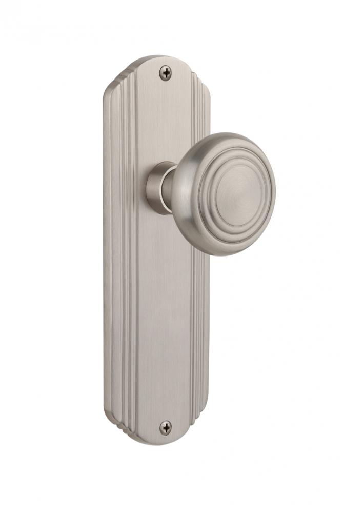 Nostalgic Warehouse Deco Plate Passage Deco Door Knob in Satin Nickel