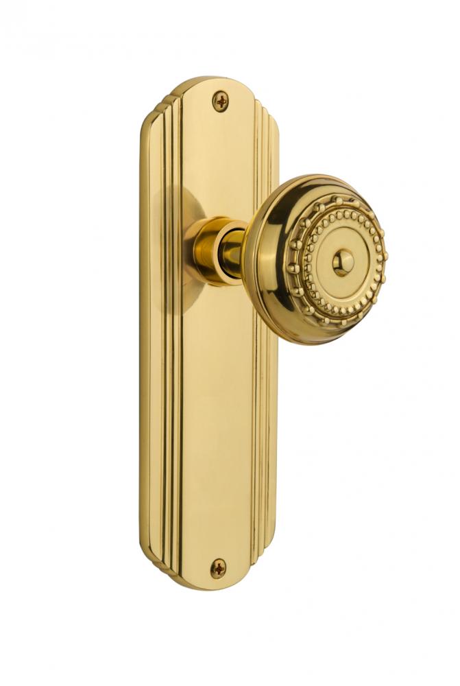 Nostalgic Warehouse Deco Plate Passage Meadows Door Knob in Unlacquered Brass