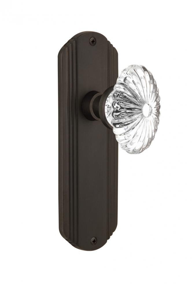 Nostalgic Warehouse Deco Plate Passage Oval Fluted Crystal Glass Door Knob in Oil-Rubbed Bronze