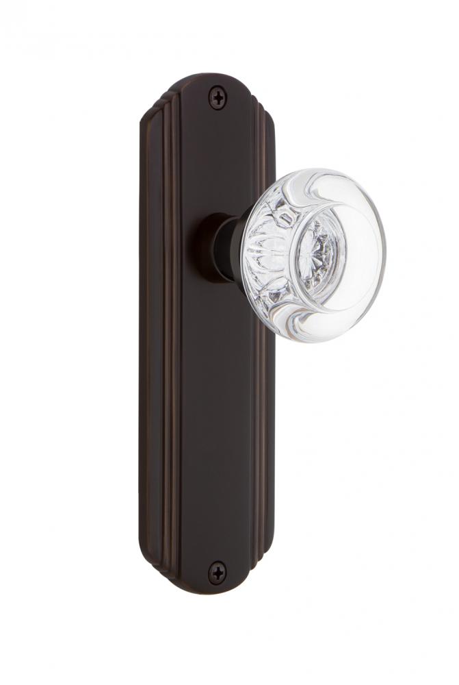 Nostalgic Warehouse Deco Plate Passage Round Clear Crystal Glass Door Knob in Timeless Bronze