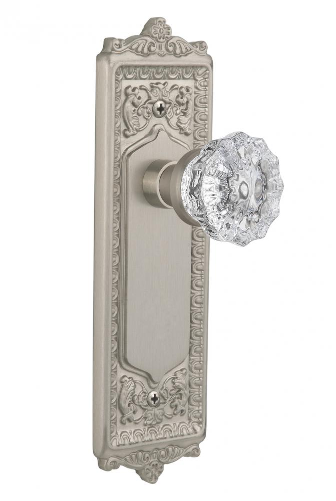 Nostalgic Warehouse Egg & Dart Plate Passage Crystal Glass Door Knob in Satin Nickel