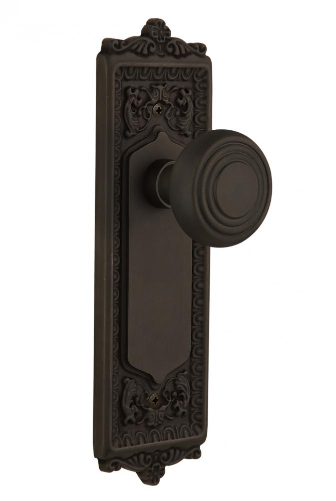 Nostalgic Warehouse Egg & Dart Plate Passage Deco Door Knob in Oil-Rubbed Bronze
