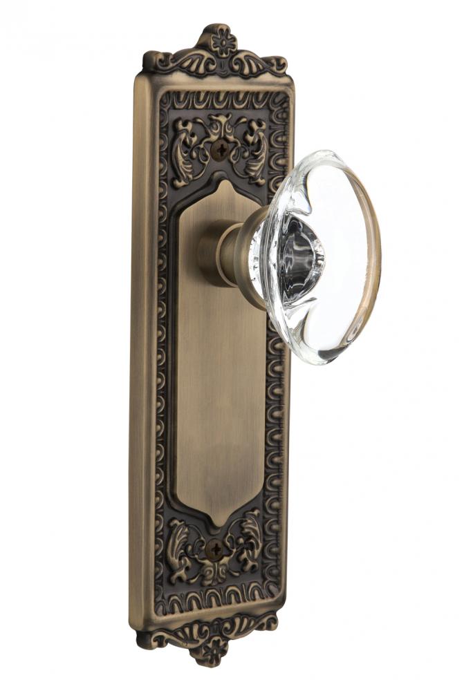 Nostalgic Warehouse Egg & Dart Plate Passage Oval Clear Crystal Glass Door Knob in Antique Bra