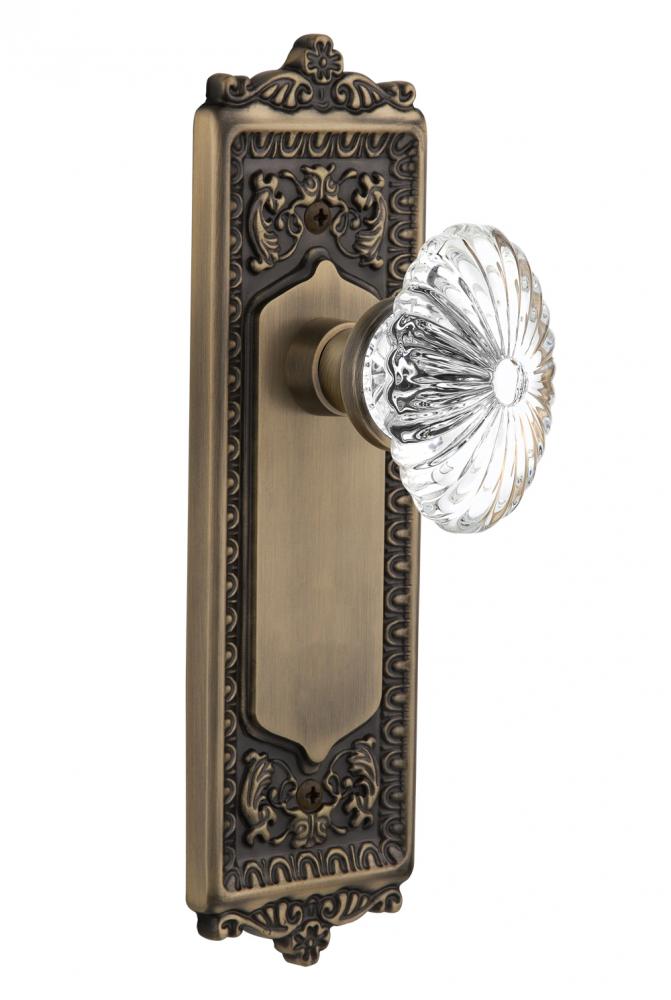 Nostalgic Warehouse Egg & Dart Plate Passage Oval Fluted Crystal Glass Door Knob in Antique Br