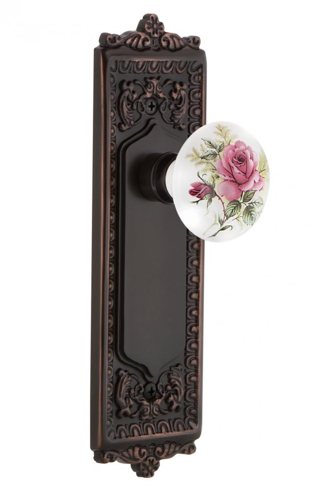 Nostalgic Warehouse Egg & Dart Plate Passage White Rose Porcelain Door Knob in Timeless Bronze