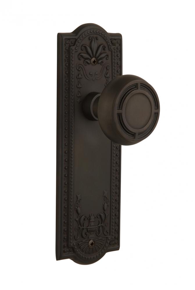 Nostalgic Warehouse Meadows Plate Passage Mission Door Knob in Oil-Rubbed Bronze