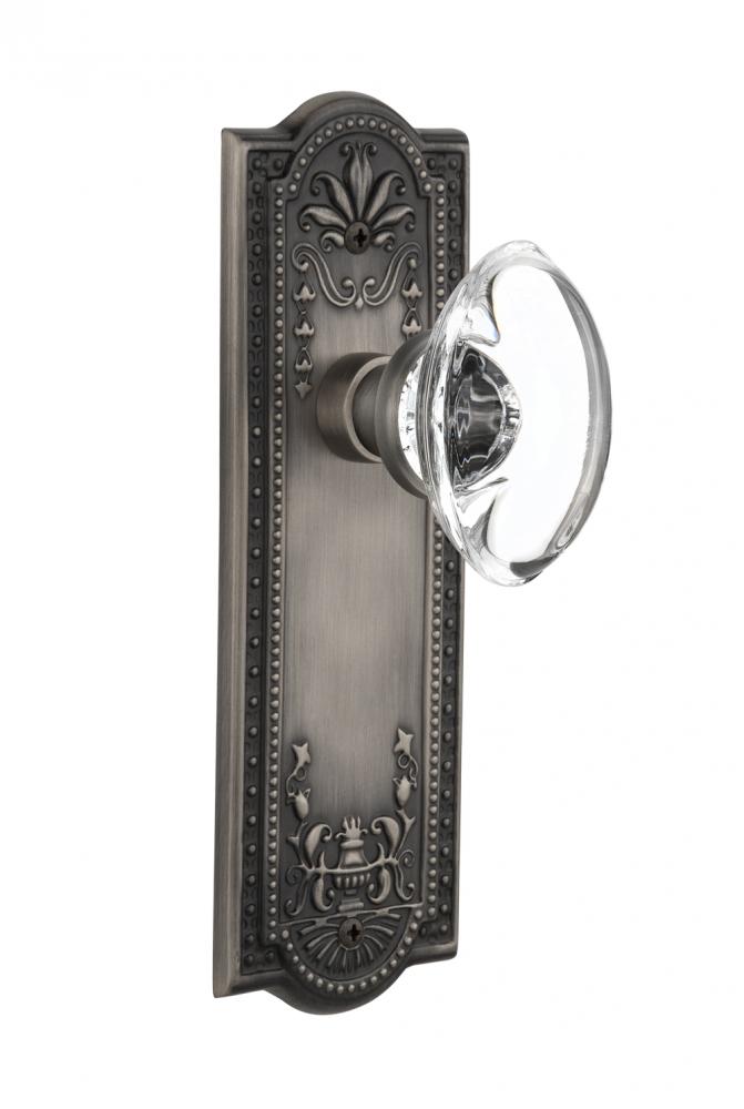 Nostalgic Warehouse Meadows Plate Passage Oval Clear Crystal Glass Door Knob in Antique Pewter