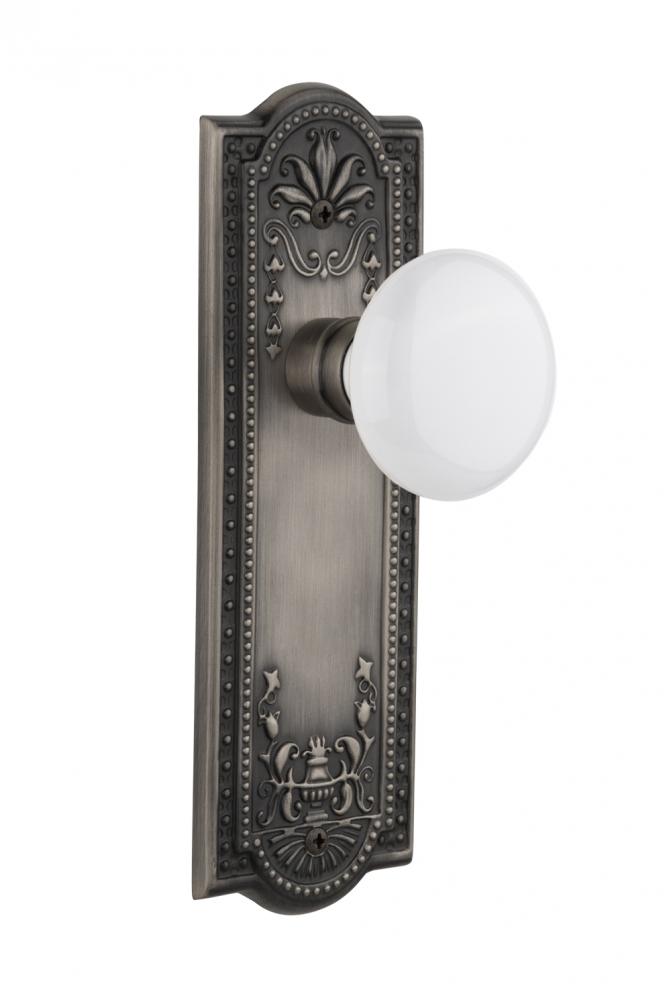 Nostalgic Warehouse Meadows Plate Passage White Porcelain Door Knob in Antique Pewter