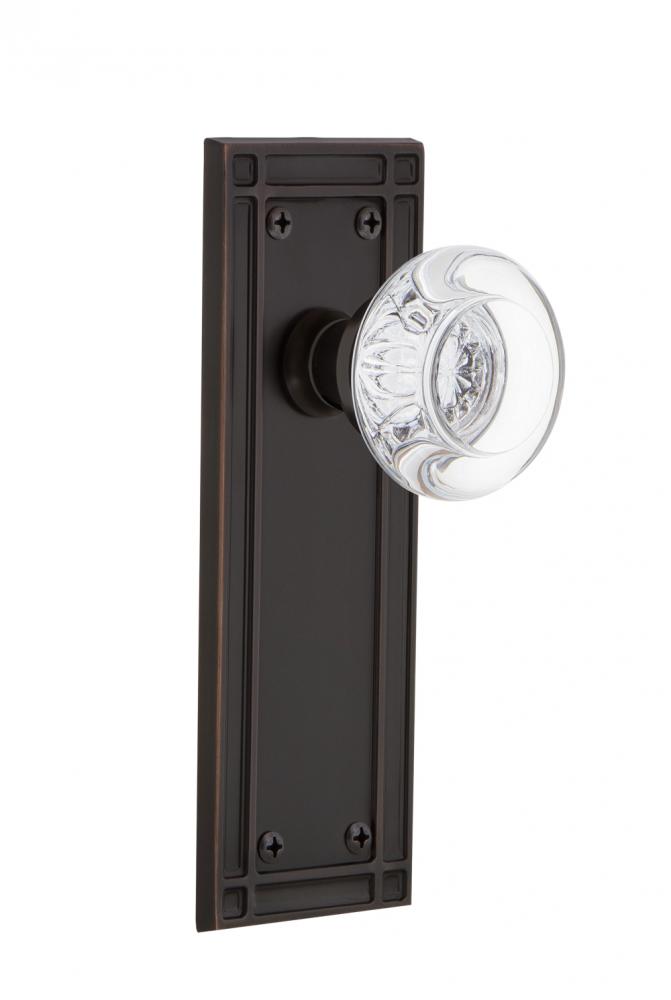 Nostalgic Warehouse Mission Plate Passage Round Clear Crystal Glass Door Knob in Timeless Bronze