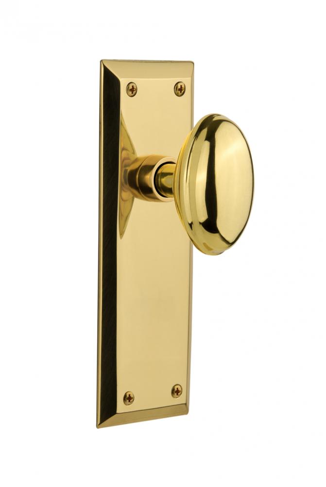 Nostalgic Warehouse New York Plate Passage Homestead Door Knob in Unlacquered Brass
