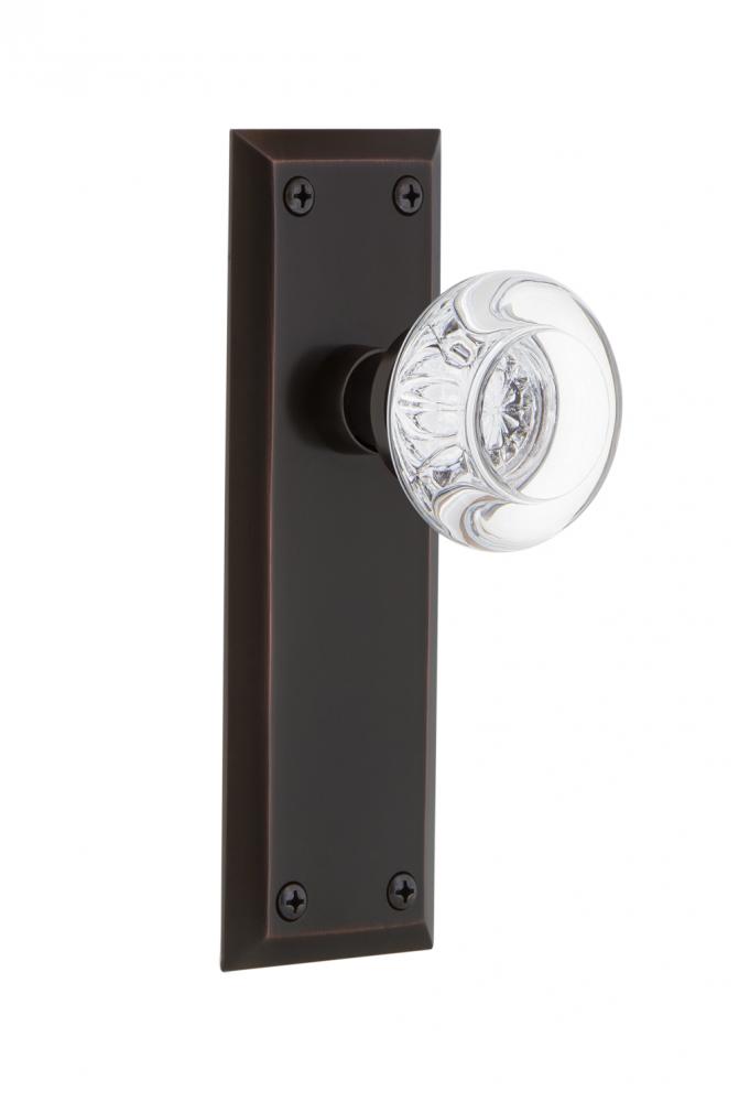 Nostalgic Warehouse New York Plate Passage Round Clear Crystal Glass Door Knob in Timeless Bronze