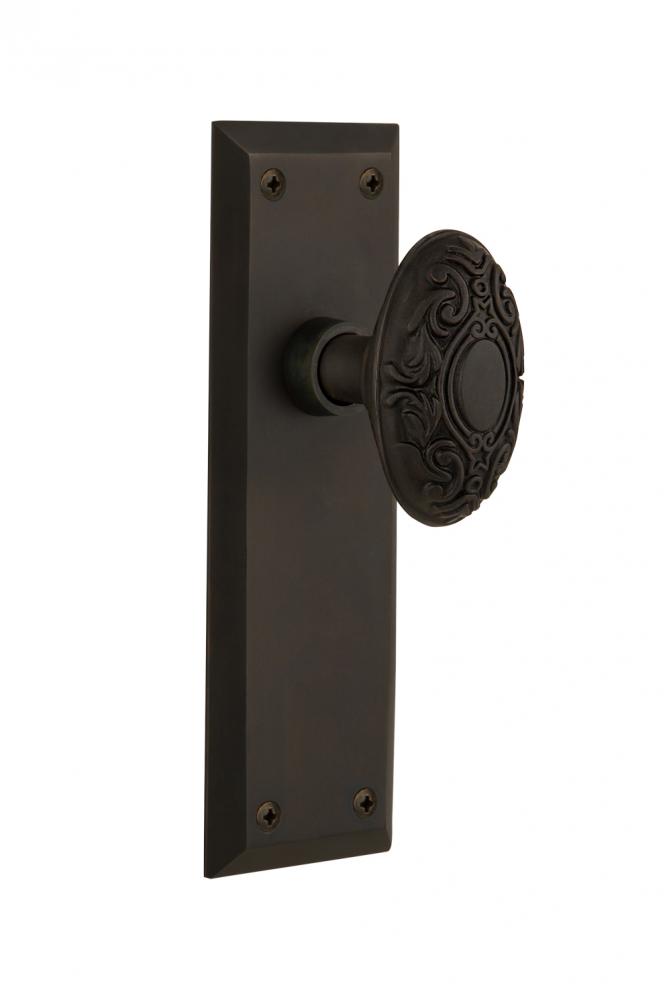 Nostalgic Warehouse New York Plate Passage Victorian Door Knob in Oil-Rubbed Bronze