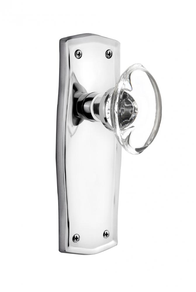 Nostalgic Warehouse Prairie Plate Passage Oval Clear Crystal Glass Door Knob in Bright Chrome