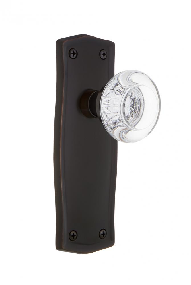 Nostalgic Warehouse Prairie Plate Passage Round Clear Crystal Glass Door Knob in Timeless Bronze