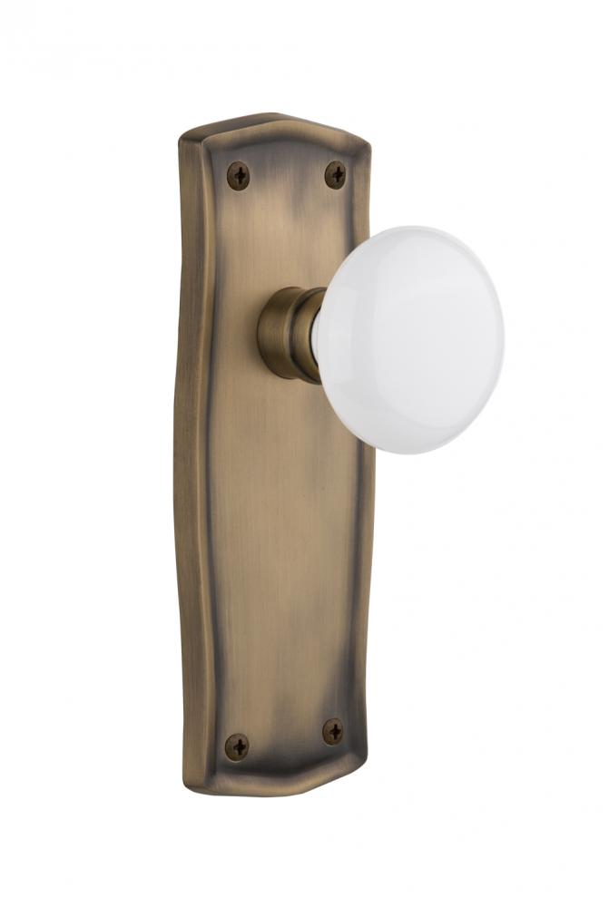 Nostalgic Warehouse Prairie Plate Passage White Porcelain Door Knob in Antique Brass