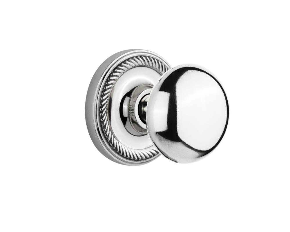 Nostalgic Warehouse Rope Rosette Passage New York Door Knob in Bright Chrome